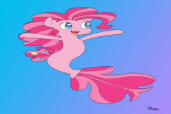 Size: 6480x4320 | Tagged: safe, artist:woonna, pinkie pie, earth pony, pony, seapony (g4), g4, absurd resolution, female, mare, misspelling, seaponified, seapony pinkie pie, signature, solo, species swap, wrong aspect ratio