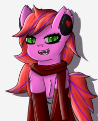 Size: 879x1080 | Tagged: safe, artist:cinnamon-churro, oc, oc only, oc:churro, bat pony, pony, clothes, ponysona, scarf, simple background, socks, solo, white background