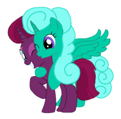 Size: 1094x1080 | Tagged: safe, artist:徐詩珮, fizzlepop berrytwist, glitter drops, tempest shadow, alicorn, pony, g4, alicornified, duo, female, glittercorn, horn, hug, lesbian, mare, one eye closed, race swap, ship:glittershadow, shipping, simple background, tempest gets her horn back, transparent background