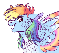Size: 768x696 | Tagged: safe, artist:wanderingpegasus, rainbow dash, pegasus, pony, g4, chest fluff, female, mare, simple background, smiling, solo, white background