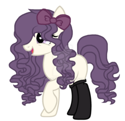 Size: 1024x986 | Tagged: safe, artist:seaswirls, oc, oc only, earth pony, pony, bow, clothes, deviantart watermark, female, hair bow, mare, obtrusive watermark, simple background, socks, solo, transparent background, watermark