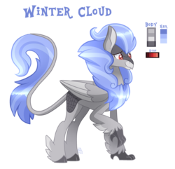 Size: 2785x2689 | Tagged: safe, artist:sugaryicecreammlp, oc, oc only, oc:winter cloud, hybrid, high res, hippogriff hybrid, interspecies offspring, kirin hybrid, male, offspring, parent:rain shine, parent:sky beak, raised claw, reference sheet, simple background, solo, transparent background