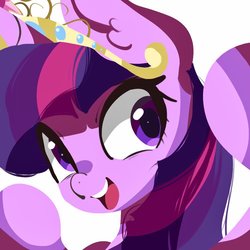 Size: 1000x1000 | Tagged: safe, artist:tohupo, twilight sparkle, pony, g4, big crown thingy, female, jewelry, mare, open mouth, regalia, smiling, solo