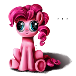 Size: 1100x1100 | Tagged: safe, artist:candyclumsy, pinkie pie, earth pony, pony, g4, ..., blank stare, cute, derp, diapinkes, dilated pupils, female, funny face, simple background, sitting, solo, underhoof, wall eyed, white background