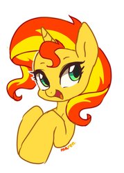 Size: 686x960 | Tagged: safe, artist:maren, sunset shimmer, pony, unicorn, g4, cute, female, mare, shimmerbetes, smiling, solo