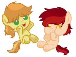 Size: 1128x848 | Tagged: safe, artist:sapphireartemis, braeburn, oc, pony, g4, baby, baby pony, simple background, story included, transparent background, younger