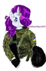 Size: 510x776 | Tagged: safe, artist:alenagnatchenko, rarity, pony, g4, military, solo, weapon