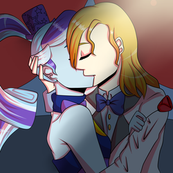 Size: 1936x1935 | Tagged: safe, artist:enadoodles, prince blueblood, trixie, equestria girls, g4, equestria girls-ified, female, kissing, male, ship:bluetrix, shipping, straight