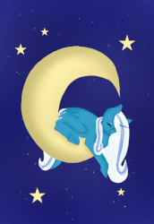 Size: 450x654 | Tagged: safe, artist:angelstarofficial, oc, oc only, oc:fleurbelle, alicorn, pony, alicorn oc, animated, gif, moon, night, night sky, sky, sleeping, sleeping on moon, solo, stars, tangible heavenly object