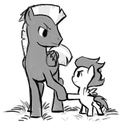 Size: 650x648 | Tagged: safe, artist:angeban, rumble, thunderlane, pegasus, pony, g4, brothers, colt, foal, grass, hoofbump, male, siblings, stallion