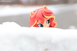 Size: 6000x4000 | Tagged: safe, artist:artofmagicpoland, sunset shimmer, equestria girls, g4, doll, equestria girls minis, female, irl, photo, snow, solo, soon, toy