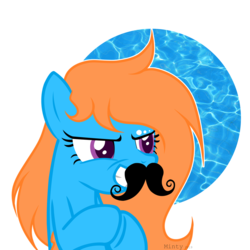 Size: 1280x1280 | Tagged: safe, artist:mintoria, oc, oc only, oc:tarry swirl, pony, base used, fake moustache, female, mare, show accurate, solo