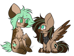 Size: 1280x965 | Tagged: safe, artist:mintoria, oc, oc only, oc:mint, earth pony, pegasus, pony, female, male, mare, simple background, stallion, transparent background