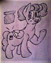 Size: 350x430 | Tagged: safe, artist:midday sun, oc, oc:two tone, pegasus, pony, female, lineart, lowres, mare, monochrome, simple background, traditional art