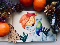 Size: 2048x1536 | Tagged: safe, artist:filama, rainbow dash, g4, christmas, holiday