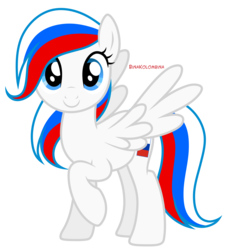 Size: 3674x3900 | Tagged: safe, artist:binakolombina, oc, oc only, oc:marussia, pegasus, pony, cute, female, high res, looking at you, mare, nation ponies, ponified, raised hoof, russia, smiling, solo