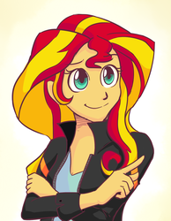 Size: 930x1200 | Tagged: safe, artist:gintoki23, sunset shimmer, human, equestria girls, g4, crossed arms, cute, female, shimmerbetes, solo