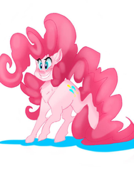 Size: 720x960 | Tagged: safe, artist:vantiss, pinkie pie, earth pony, pony, g4, chest fluff, cutie mark, female, grin, huge mane, long tail, mare, simple background, smiling, solo, white background