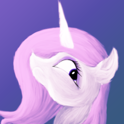 Size: 2064x2064 | Tagged: safe, artist:gangrene, fleur-de-lis, pony, unicorn, g4, female, gradient background, high res, looking back, mare, profile, solo