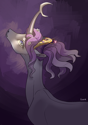 Size: 2507x3541 | Tagged: safe, artist:varwing, tree of harmony, oc, oc only, oc:harmony (heilos), pony, unicorn, commission, female, flower, flower in hair, high res, jewelry, looking at you, mare, ponified, solo, tiara