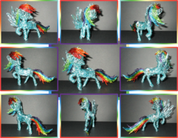 Size: 3000x2323 | Tagged: safe, artist:malte279, rainbow dash, pony, g4, collage, craft, high res, sculpture, wire sculpture