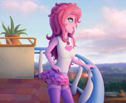 Size: 2420x1980 | Tagged: safe, artist:generalecchi, pinkie pie, equestria girls, g4, my little pony equestria girls: better together, balcony, clothes, female, solo