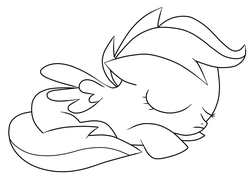 Size: 934x677 | Tagged: safe, scootaloo, pegasus, pony, g4, female, filly, monochrome, sleeping, solo