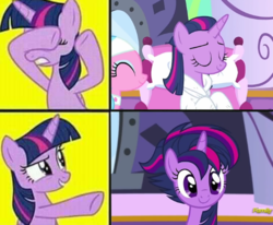 Size: 538x444 | Tagged: safe, edit, edited screencap, screencap, aloe, twilight sparkle, alicorn, pony, castle sweet castle, g4, my little pony: friendship is magic, rarity's biggest fan, alternate hairstyle, drake, female, hotline bling, mane, meme, punklight sparkle, solo, twilight sparkle (alicorn)