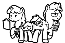 Size: 225x150 | Tagged: safe, pony, fallout equestria, fallout equestria: commonwealth, doctor, fanfic art, head mirror, picture for breezies