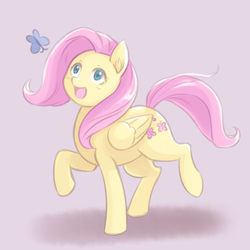 Size: 1200x1200 | Tagged: safe, artist:ninjaham, fluttershy, butterfly, pegasus, pony, g4, cute, female, mare, open mouth, shyabetes, solo