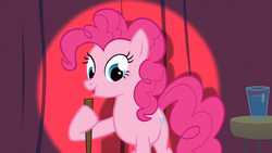 Size: 1920x1080 | Tagged: safe, screencap, pinkie pie, earth pony, pony, baby cakes, g4, my little pony: friendship is magic, broom, curtains, glass, meme, meme template, stool, template, water