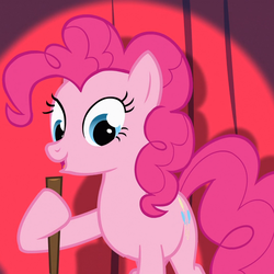 Size: 1079x1080 | Tagged: safe, screencap, pinkie pie, earth pony, pony, baby cakes, g4, broom, caption, cropped, curtains, image macro, meme, meme template, template, text