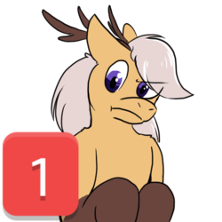 Size: 512x512 | Tagged: source needed, safe, artist:wishwasher, oc, oc only, oc:antler pone, original species, pony, @everyone, angry, antlers, clothes, cute, discord (program), female, simple background, socks, solo, transparent background