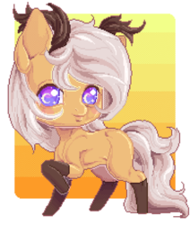 Size: 915x1080 | Tagged: safe, alternate version, oc, oc only, oc:antler pone, pony, antlers, clothes, female, purple eyes, socks, solo, wings