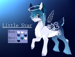 Size: 1272x972 | Tagged: safe, artist:luuny-luna, oc, oc only, oc:little star, pony, artificial wings, augmented, deer tail, female, magic, magic wings, reference sheet, solo, unshorn fetlocks, wings