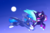 Size: 1280x853 | Tagged: safe, artist:scarlet-spectrum, oc, oc only, oc:cosmosis, oc:starwatcher, alicorn, pegasus, pony, alicorn oc, female, flying, male, mare, moon, night, siblings, stallion, stars, watermark