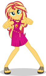 Size: 3062x5100 | Tagged: safe, artist:keronianniroro, sunset shimmer, equestria girls, g4, i'm on a yacht, my little pony equestria girls: better together, clothes, feet, female, geode of empathy, legs, looking at you, magical geodes, sandals, simple background, solo, transparent background, vector