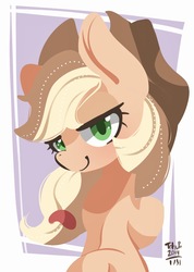 Size: 1155x1620 | Tagged: safe, artist:tohupo, applejack, earth pony, pony, g4, cowboy hat, female, hat, smiling, solo, stetson
