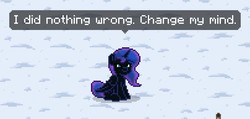 Size: 808x385 | Tagged: safe, nightmare moon, pony, pony town, g4, change my mind, meme, screenshots, text