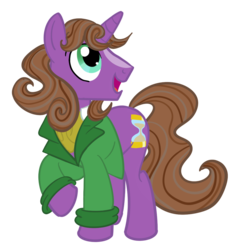 Size: 1024x1042 | Tagged: safe, artist:sixes&sevens, doctor whooves, time turner, pony, unicorn, g4, ascot, blaze (coat marking), clothes, coat markings, cravat, doctor who, eighth doctor, facial markings, frock coat, jacket, looking up, male, open mouth, ponified, raised hoof, simple background, solo, stallion, the doctor, transparent background, velvet