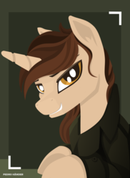 Size: 1700x2338 | Tagged: safe, artist:pedrohander, oc, oc only, oc:gray compass, pony, unicorn, bust, clothes, solo
