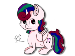 Size: 2048x1536 | Tagged: safe, artist:rubydeluxe, oc, oc only, oc:holly dance, alicorn, pony, alicorn oc, chibi, cutie mark, digital art, ear fluff, horn, looking at you, lying down, old art, signature, simple background, transparent background, wings