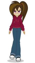Size: 2700x4850 | Tagged: safe, artist:amgiwolf, artist:razethebeast, oc, oc only, oc:cupcake slash, equestria girls, g4, base used, clothes, converse, female, hoodie, pants, shoes, simple background, smiling, solo, transparent background