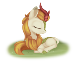 Size: 2580x2160 | Tagged: safe, artist:dusthiel, autumn blaze, kirin, g4, sounds of silence, eyes closed, female, high res, simple background, solo, transparent background