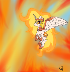 Size: 2445x2504 | Tagged: safe, artist:luxsimx, daybreaker, alicorn, pony, g4, female, flying, high res, mare, solo