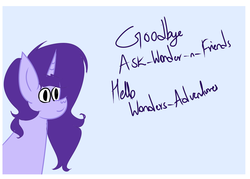 Size: 1280x914 | Tagged: safe, artist:wonderschwifty, oc, oc:wonder sparkle, pony, ask wonder sparkle, tumblr:wonder's adventures, announcement, solo