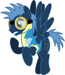 Size: 5157x6000 | Tagged: safe, artist:chainchomp2, star hunter, pegasus, pony, g4, wonderbolts academy, absurd resolution, background pony, clothes, flying, goggles, male, simple background, solo, stallion, transparent background, uniform, vector, wingpony badge, wonderbolt trainee uniform, worried