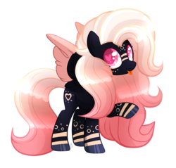 Size: 3327x3178 | Tagged: safe, artist:sugaryicecreammlp, oc, oc only, oc:starry midnight, pegasus, pony, female, high res, mare, simple background, solo, tongue out, transparent background, two toned wings
