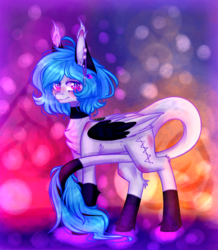 Size: 1963x2251 | Tagged: safe, artist:honeybbear, oc, oc only, oc:beatz, pegasus, pony, female, mare, solo, two toned wings