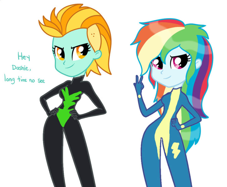 1949064 - artist:kog, bodysuit, clothes, equestria girls, equestria  girls-ified, female, lesbian, lightning dust, rainbow dash, rainbowdust,  reference, safe, shipping, source needed, the washouts (episode), uniform,  washouts uniform, wonderbolts ...